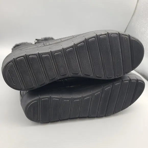 Aquatalia Boots Womens Black Quilted Leather Double zip flat lined sz 9 excellen