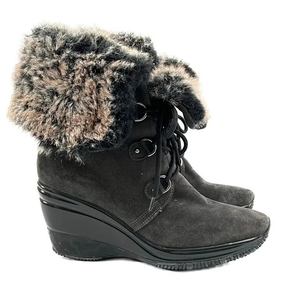 Aquatalia “Brass” Fold Down Wedge Boots - Size 9