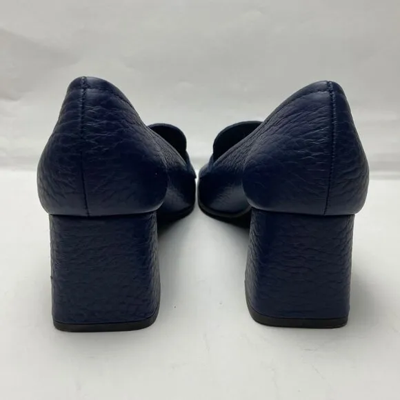 AQUATALIA Carlina Heeled Penny Loafer Pumps Blue Leather Size 8