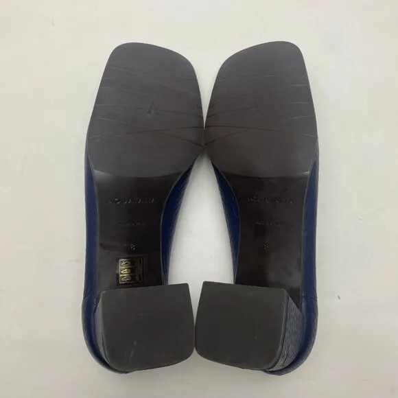AQUATALIA Carlina Heeled Penny Loafer Pumps Blue Leather Size 8