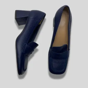 AQUATALIA Carlina Heeled Penny Loafer Pumps Blue Leather Size 8