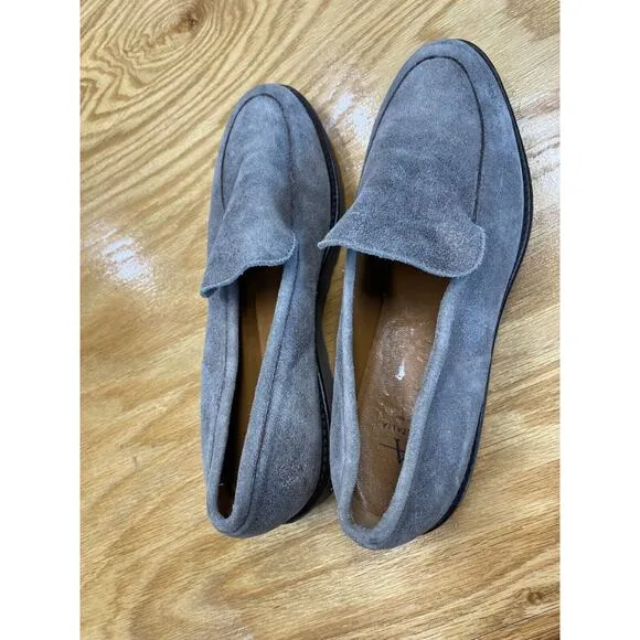 Aquatalia Kelsey Loafer Women's 8.5 Gray Suede Low Closed Toe Comfort Flats S43