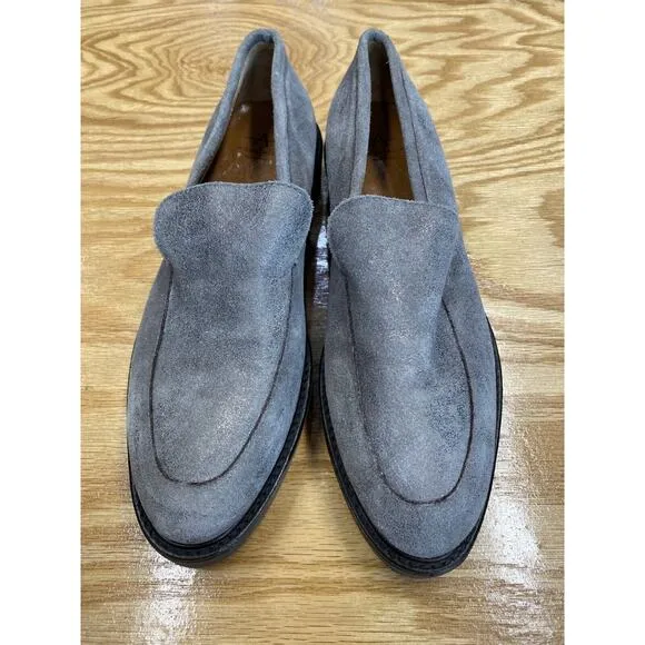 Aquatalia Kelsey Loafer Women's 8.5 Gray Suede Low Closed Toe Comfort Flats S43