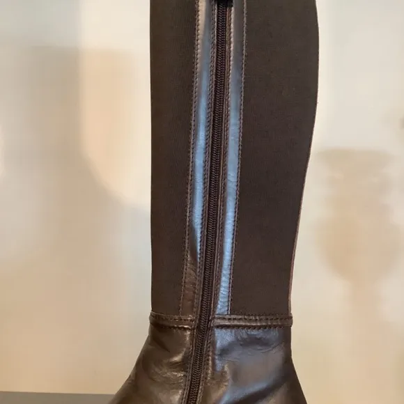 Aquatalia Nanina  Waterproof Calf/ Elastic Brown Boots 9.5
