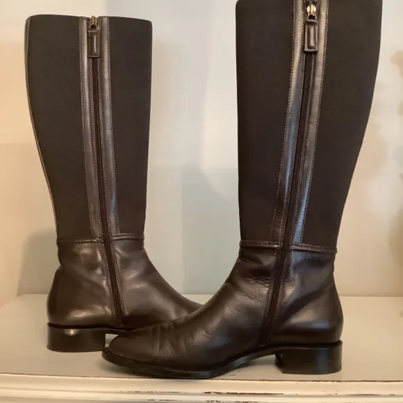 Aquatalia Nanina  Waterproof Calf/ Elastic Brown Boots 9.5