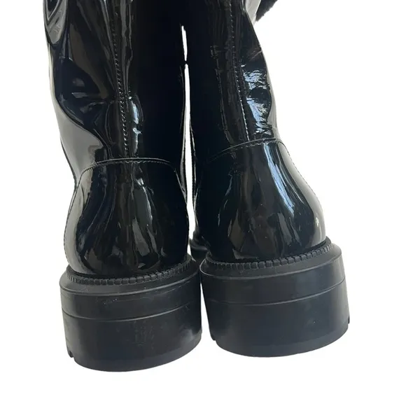 Aquatalia Patent Leather Faux Fur Lined Boots Size 7