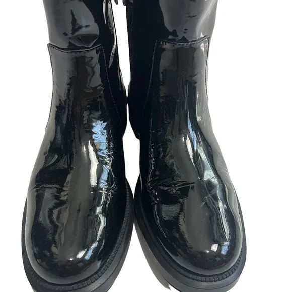 Aquatalia Patent Leather Faux Fur Lined Boots Size 7