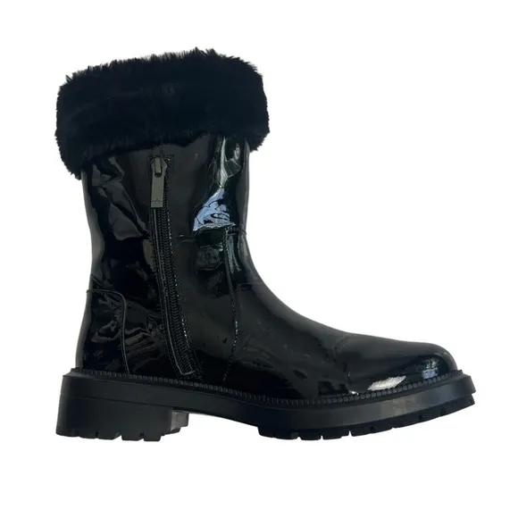 Aquatalia Patent Leather Faux Fur Lined Boots Size 7