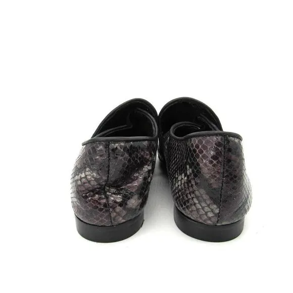 Aquatalia Revy Snake-Embossed Leather Loafers SZ 9