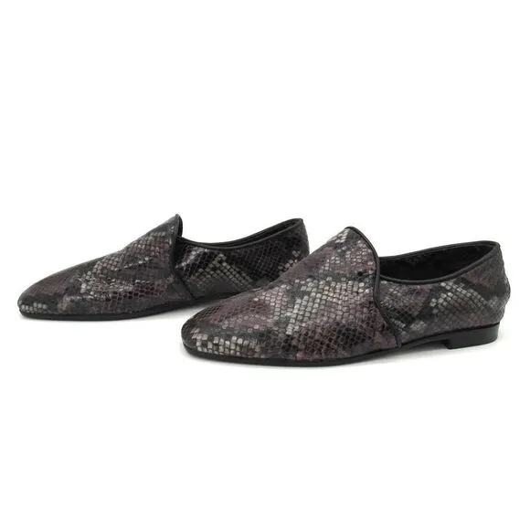 Aquatalia Revy Snake-Embossed Leather Loafers SZ 9