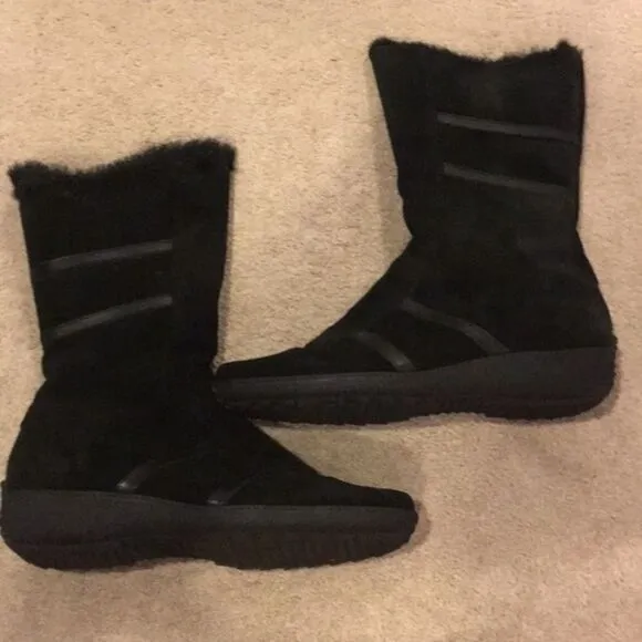 Aquatalia Weatherproof Faux Fur Black Winter Boots