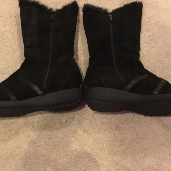 Aquatalia Weatherproof Faux Fur Black Winter Boots