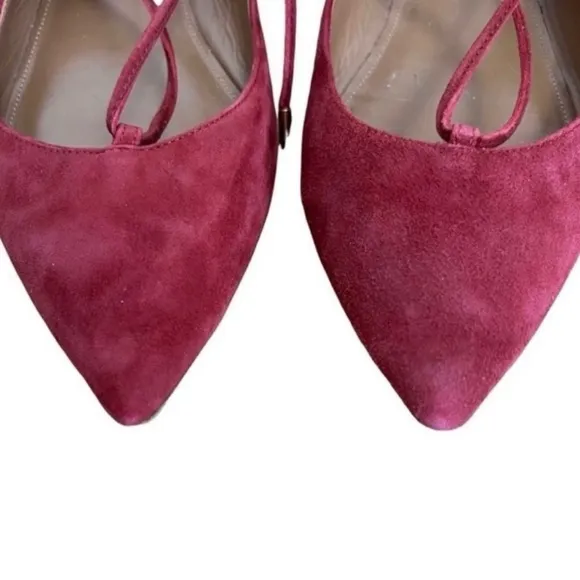 AQUAZZURA Christy Lace-Up Suede Point-Toe Flats Shoes Size 8