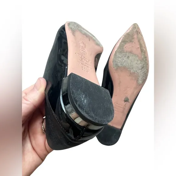 Aquazzura zen patent leather black flats 36.5