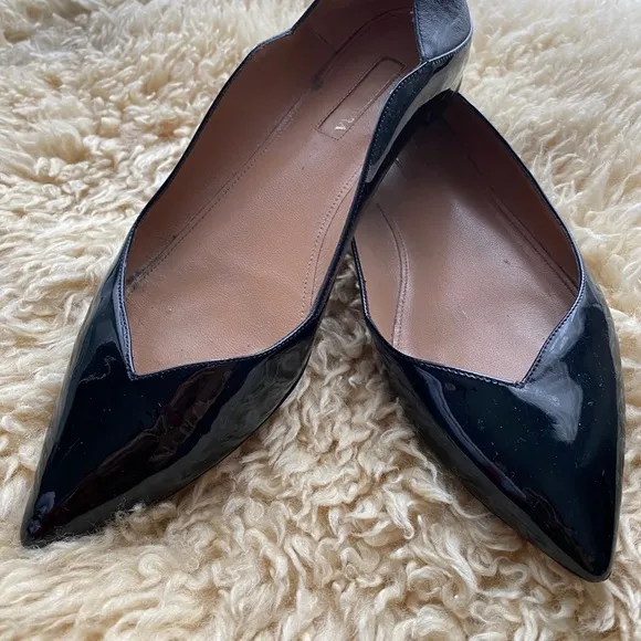 Aquazzura zen patent leather black flats 36.5