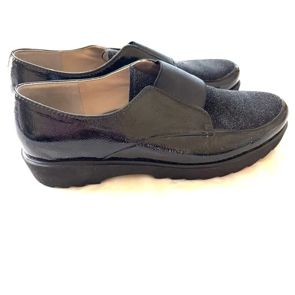 ARA VALENTINO’S Comfort MINDY Black Patent Leather Loafers SZ 7 NWOT UK SZ 5