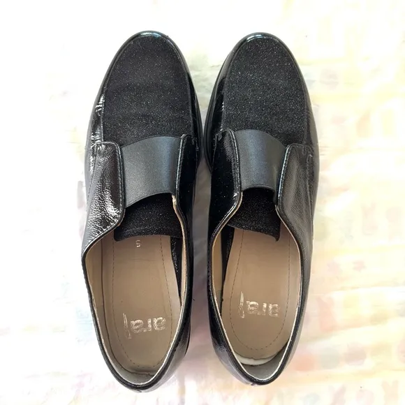 ARA VALENTINO’S Comfort MINDY Black Patent Leather Loafers SZ 7 NWOT UK SZ 5