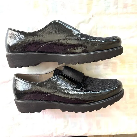ARA VALENTINO’S Comfort MINDY Black Patent Leather Loafers SZ 7 NWOT UK SZ 5
