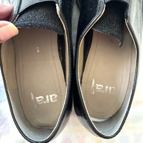 ARA VALENTINO’S Comfort MINDY Black Patent Leather Loafers SZ 7 NWOT UK SZ 5