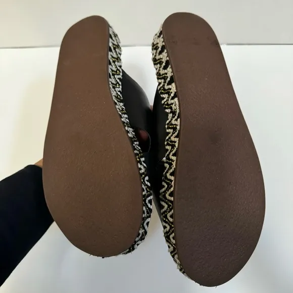 Ariana Bohling black leather slide sandal crisscross strap espadrille US8.5 EU39