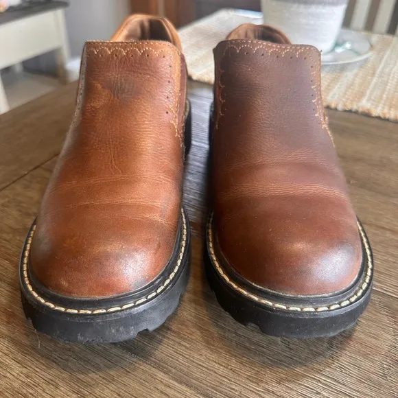 Ariat Leather Loafers Platform Lug Sole Comfort Shoes Brown Sz 7.5 Close to New!