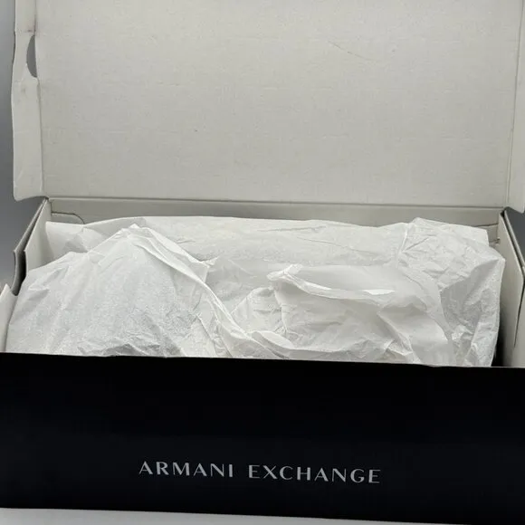 Armani Exchange Black &amp; White Jet Set Lace-Up Textile Logo Low Sneakers Shoes 8