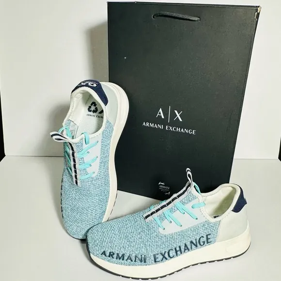 Armani Exchange Sneakers XUX058 Logo Sock Style Fabric Stretch Slip On Style