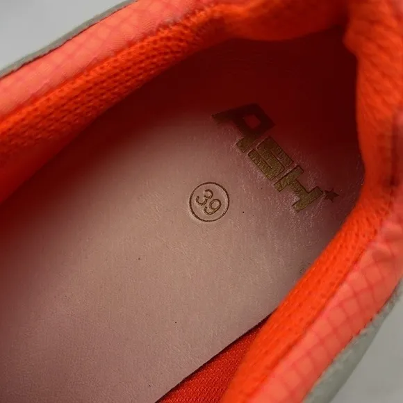 ASH ADDICT SNEAKERS WHITE LEATHER &amp; ORANGE MESH