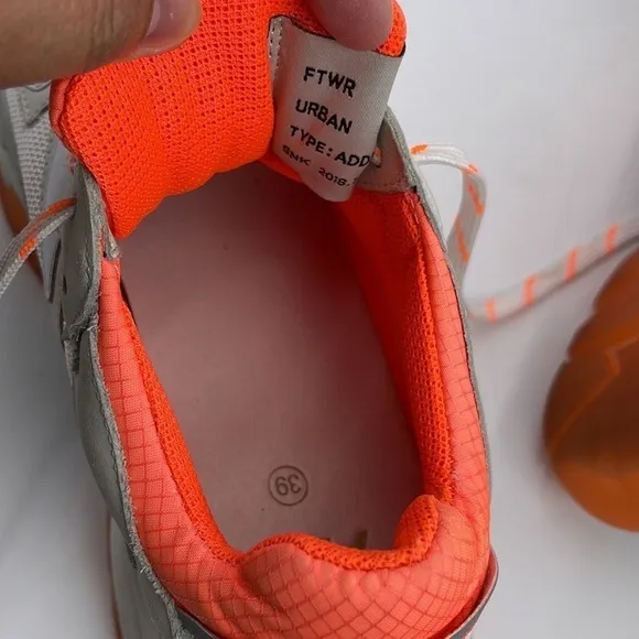 ASH ADDICT SNEAKERS WHITE LEATHER &amp; ORANGE MESH