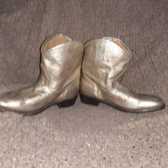 ASH-JUDY-Gold Distressed Leather Ankle Boots-Sz 40/9/9.5-Near Mint