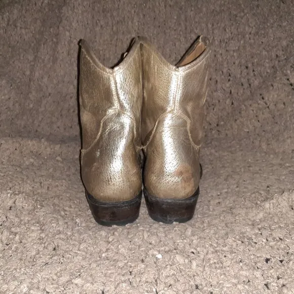 ASH-JUDY-Gold Distressed Leather Ankle Boots-Sz 40/9/9.5-Near Mint