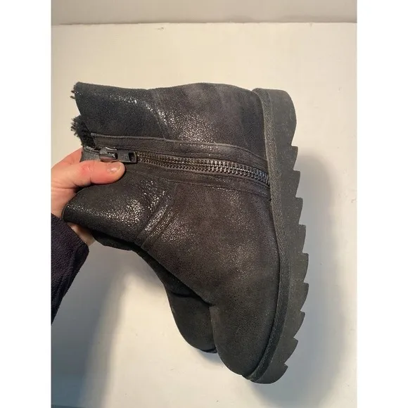 ASH Yang Womens Black Leather Wedge Platform Ankle Boots Sz 39 Goth Punk