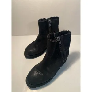 ASH Yang Womens Black Leather Wedge Platform Ankle Boots Sz 39 Goth Punk