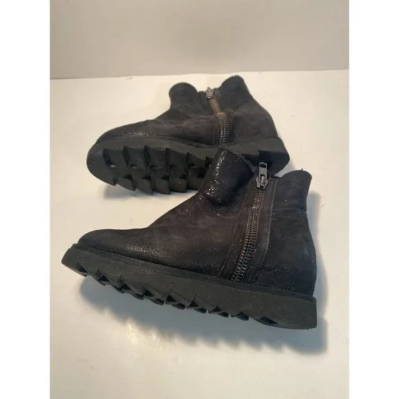 ASH Yang Womens Black Leather Wedge Platform Ankle Boots Sz 39 Goth Punk