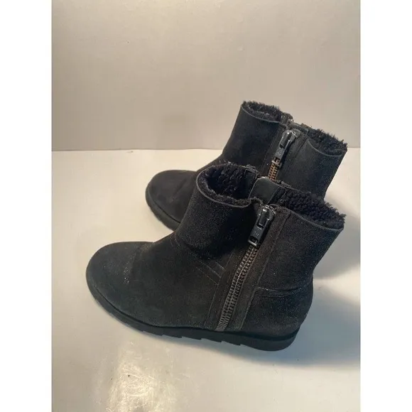 ASH Yang Womens Black Leather Wedge Platform Ankle Boots Sz 39 Goth Punk