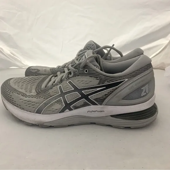 Asics Gel-Nimbus 21 Women Gray Mesh Running Sneakers