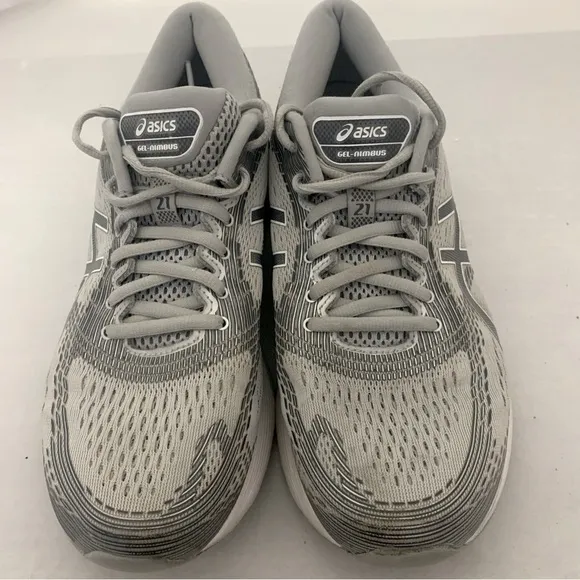 Asics Gel-Nimbus 21 Women Gray Mesh Running Sneakers