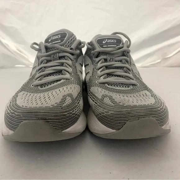 Asics Gel-Nimbus 21 Women Gray Mesh Running Sneakers