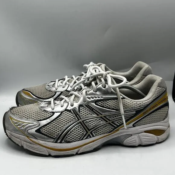 Asics GT 2160 White Pure Silver Yellow Gold Mens Size 14 Athletic Mesh Sneakers