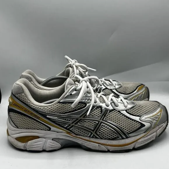 Asics GT 2160 White Pure Silver Yellow Gold Mens Size 14 Athletic Mesh Sneakers