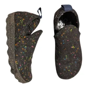 Asportuguesas Black Felted Wool Rainbow Speckled Slip On City Sneaker Sz 37 6.5