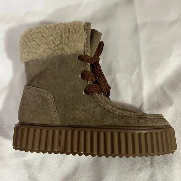 ASTER Dorit Boots Suede Taupe Faux Alpaca Boots NWT