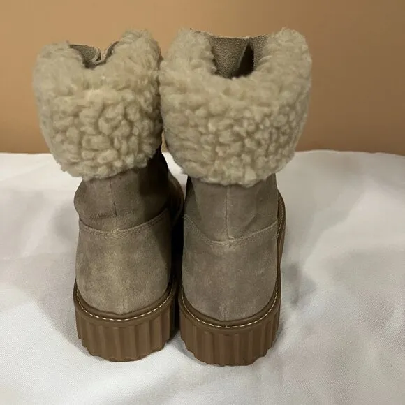 ASTER Dorit Boots Suede Taupe Faux Alpaca Boots NWT
