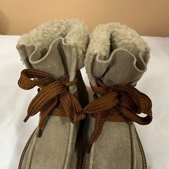 ASTER Dorit Boots Suede Taupe Faux Alpaca Boots NWT