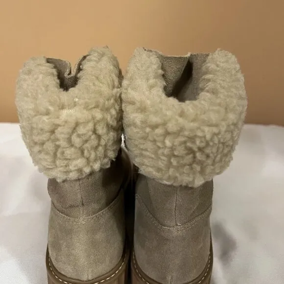 ASTER Dorit Boots Suede Taupe Faux Alpaca Boots NWT
