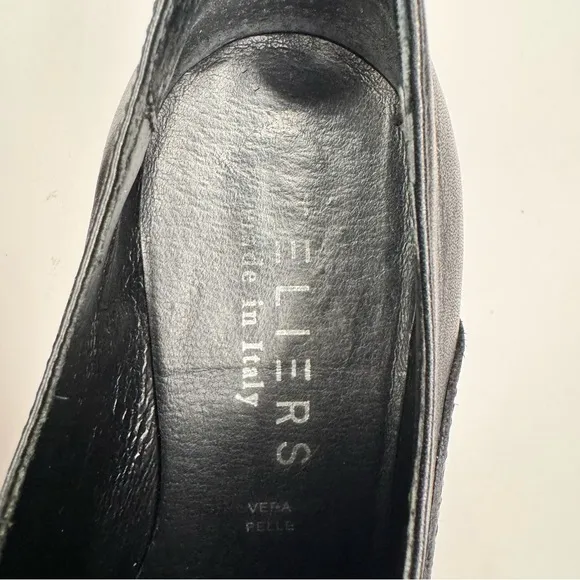 Atelier Women’s Barton Black &amp; Tan Italian Leather Platform Penny Loafers Sz 38