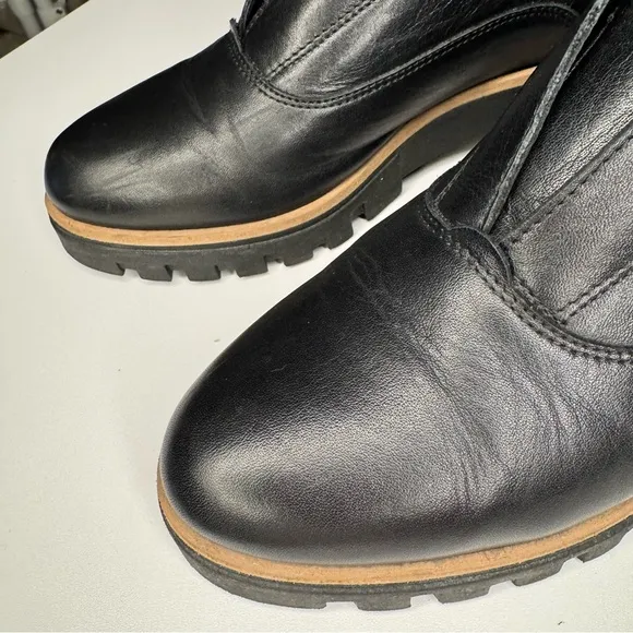 Atelier Women’s Barton Black &amp; Tan Italian Leather Platform Penny Loafers Sz 38