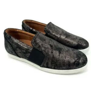 ATM Slip On Sneakers Gunmetal Black Antique Silver Metallic Size 40 US 9.5