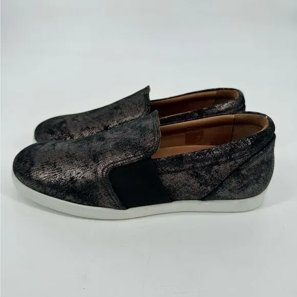 ATM Slip On Sneakers Gunmetal Black Antique Silver Metallic Size 40 US 9.5