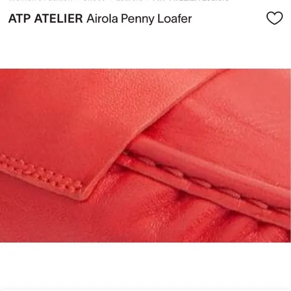 ATP Atelier Airola Womens Penny Loafer Red Leather Size 9.5 Moc-Toe Italian-Made